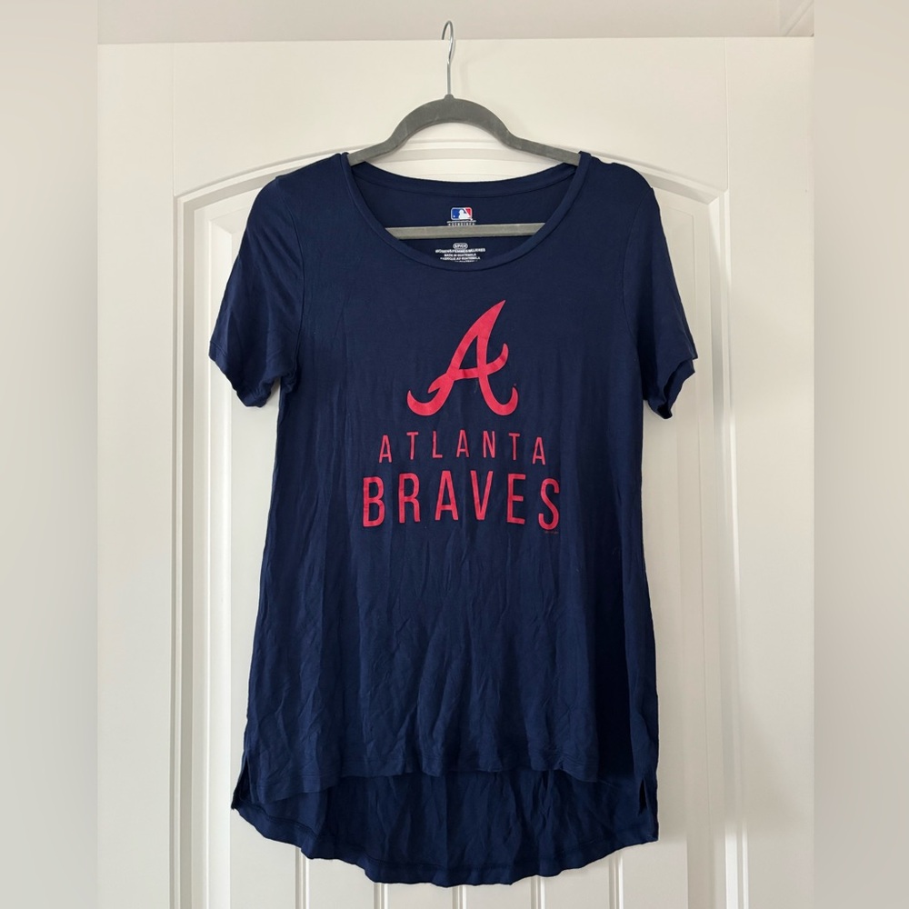 MLB Atlanta Braves Navy Short Sleeve Tee with Red Logo